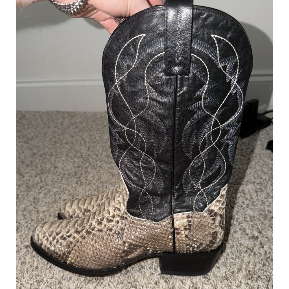 Dan Post Manning Python Snake Skin Leather Men's Boot Genuine Size 9 EW Black
